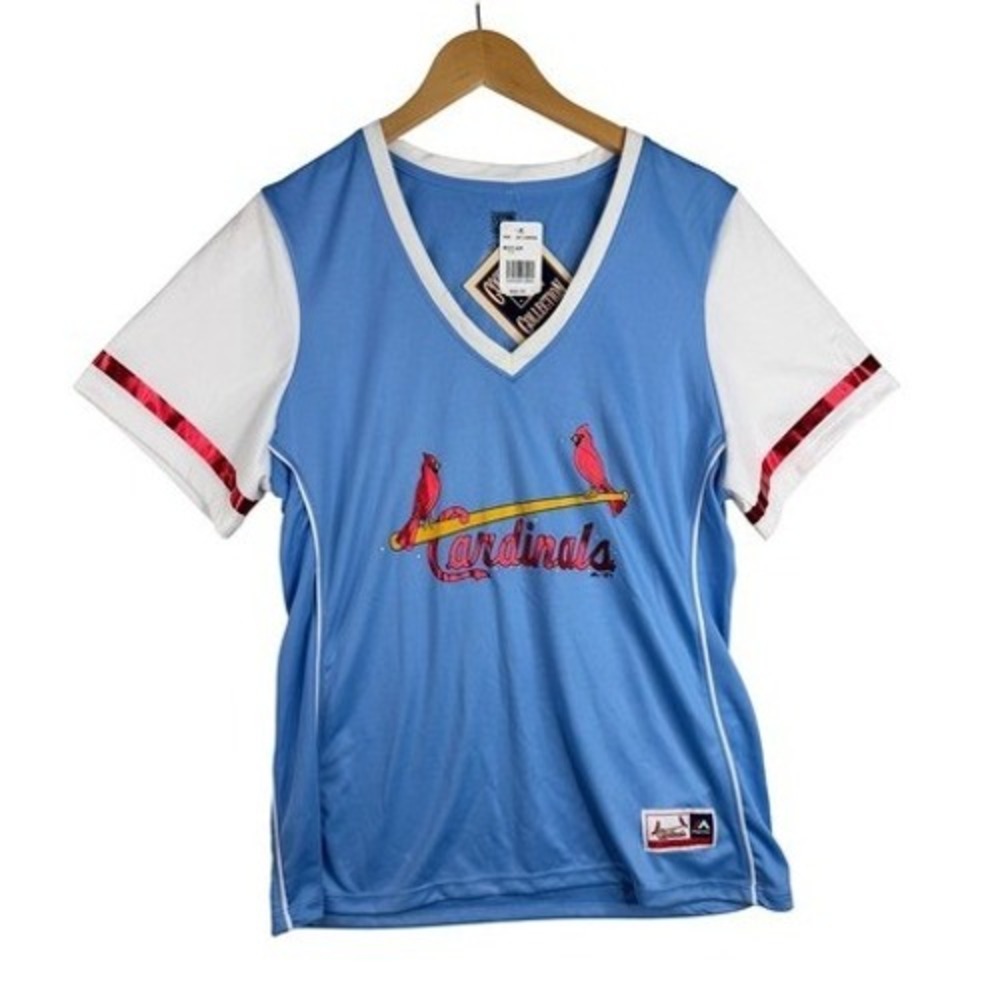 New Cooperstown V-neck "Cardinals" Short‎ Sleeve Shirt size XXL Blue/White
